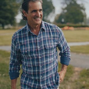 The Normal Brand Indigo Check Double Cloth Button Up Shirt